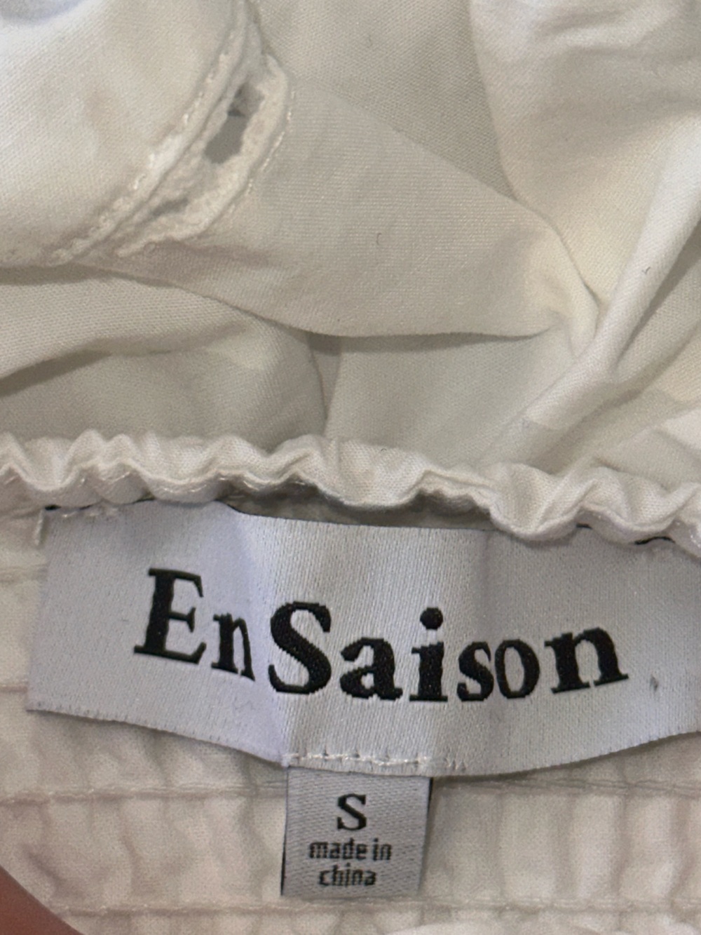Anthropologie En Saison Britany White Peplum Cotton Blend Smocked Top Small - Picture 9 of 12